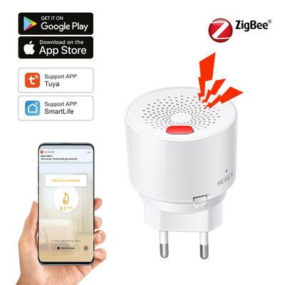 Tuya Zigbee Интелигентен дом Сензор за природен газ Горим домакински Интелигентен пропан-бутан Газ Течове Аларма Детектор Пожарна Сигурност Защита