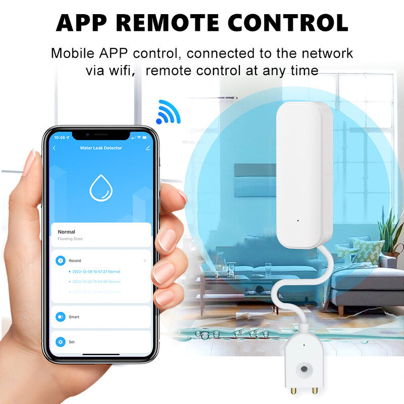 Senzor de nivel de apă WiFi Alarma de scurgere Tuya Detector de scurgeri de inundații Smart Home Life APP Alerta de apă Sistem de securitate de alarmă de depășire