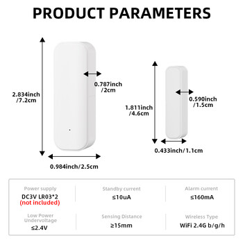 Αισθητήρας πόρτας παραθύρου Tuya WiFi ή Zigbee με μπαταρία Έξυπνο σύστημα συναγερμού ασφαλείας σπιτιού Φωνητικός έλεγχος μέσω Alexa Google Home Smart