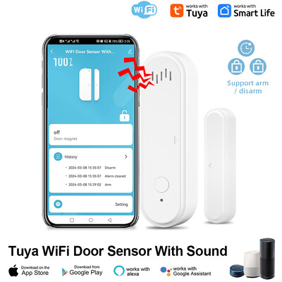 Tuya WiFi ili Zigbee senzor za prozorska vrata s baterijom Smart Home Sigurnosni alarmni sustav Glasovna kontrola putem Alexa Google Home Smart