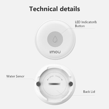 Έξυπνος αισθητήρας διαρροής νερού IMOU WiFi Zigbee IP66 Συναγερμός ανίχνευσης εμβάπτισης νερού IMOU Life App Monitoring Smart Home Automation