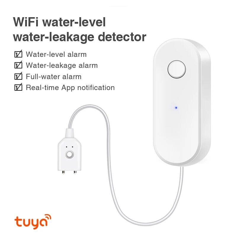 Tuya WiFi Senzor inteligent de scurgeri de apă Alarma de scurgeri de lichid Detector de nivel de depășire Protecție împotriva inundațiilor Aplicația SmartLife