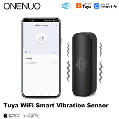 ONENUO Tuya Smart Home WiFi Senzor de vibrație Detectare APP Notificare în timp real Mișcare șoc Alarmă Istoric Înregistrare Securitate