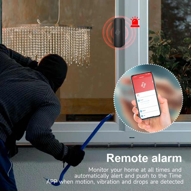 ONENUO Tuya Smart Home WiFi Senzor de vibrație Detectare APP Notificare în timp real Mișcare șoc Alarmă Istoric Înregistrare Securitate