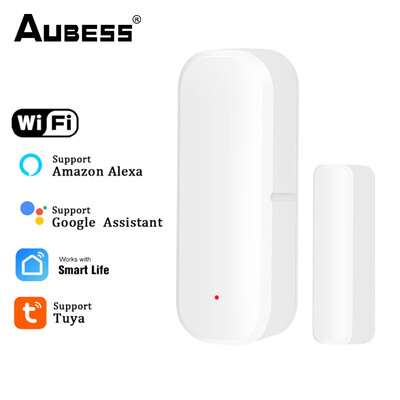 Tuya Zigbee/WiFi Senzor ușă inteligentă Fereastră ușă de garaj Detectoare deschise/închise Smart Life APP Telecomandă prin Alexa Google Home