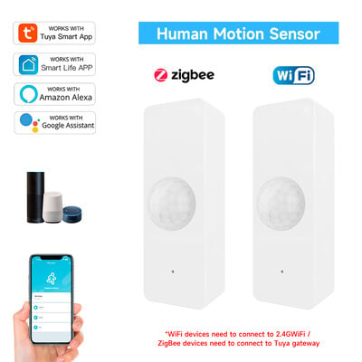 Tuya WiFi Zigbee PIR Senzor de mișcare Smart Home Detector de infraroșu pentru corpul uman Securitate Smart Life Funcționează cu Alexa Google Home