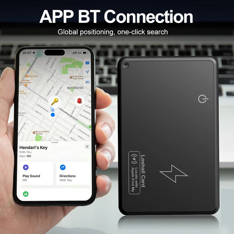 Нов безжичен Bluetooth зареждане за проследяване на местоположението Wallet Tracker Card Водоустойчив GPS локатор Tracker Работи за Apple Find My App