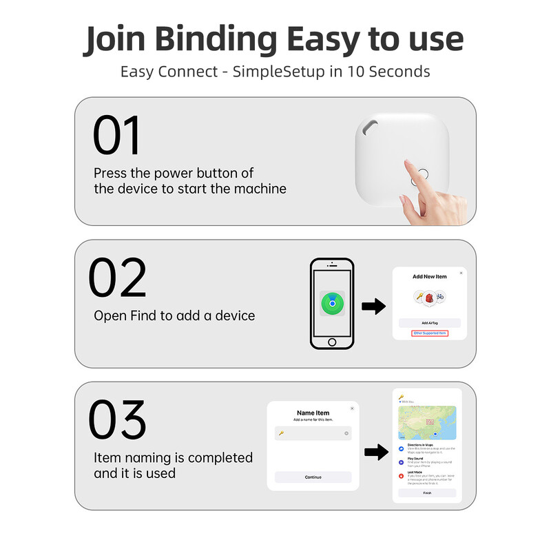 Nutikas minisiltide jälgija Apple'ile Find My APP AirTag lapse/lemmikloomade leidja Võtme/ratta/rahakoti kadumise vastane Nutikas Bluetoothi õhusildi jälgija