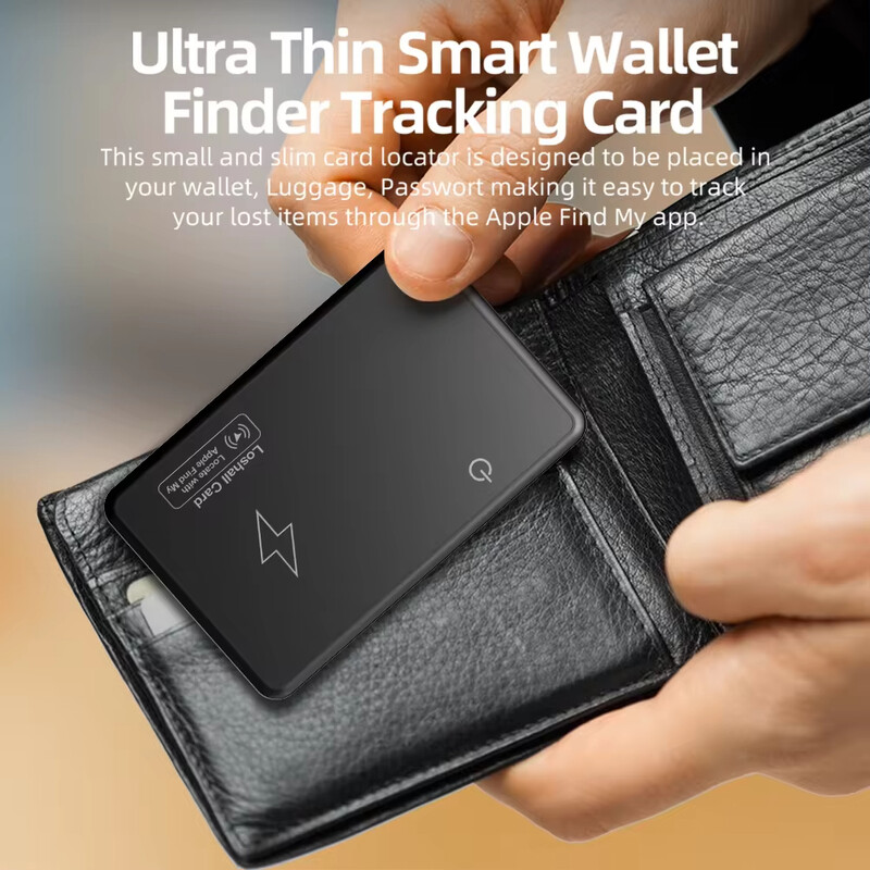Безжично зареждане Wallet Tracker Card Водоустойчива работа с Apple Find My App Wallet Finder Smart Card Tracker for Purse Passport