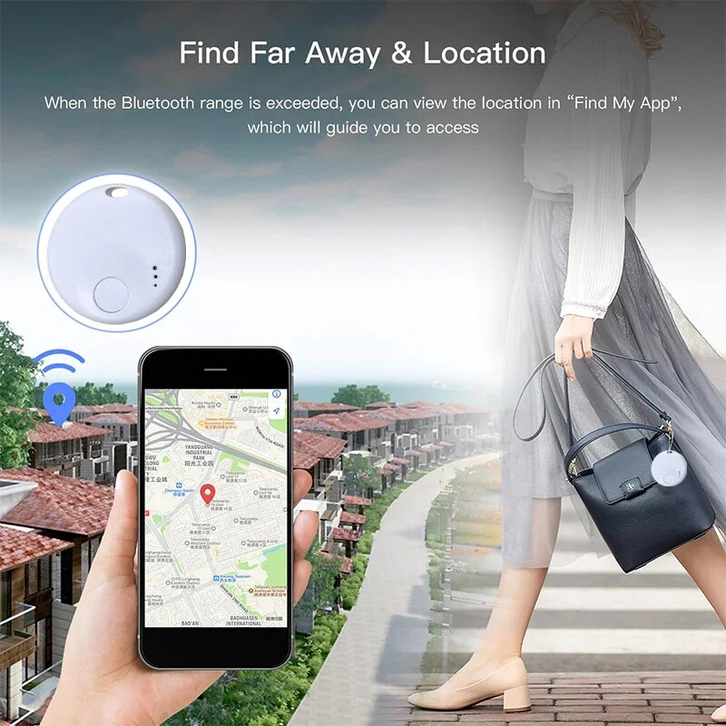 GPS устройство за проследяване Mini Smart Tag Bluetooth проследяване на багаж Работи с Apple Find My (само за iOS) Локатор на артикули за раница за ключове