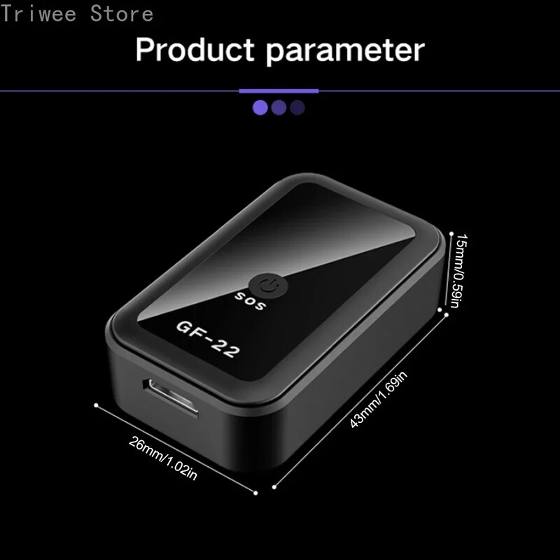 GF22 GPS Tracker Anti-pierdere Dispozitiv de urmărire în timp real Poziționator magnetic antifurt Alarma automată GeoFence Istoricul rutei