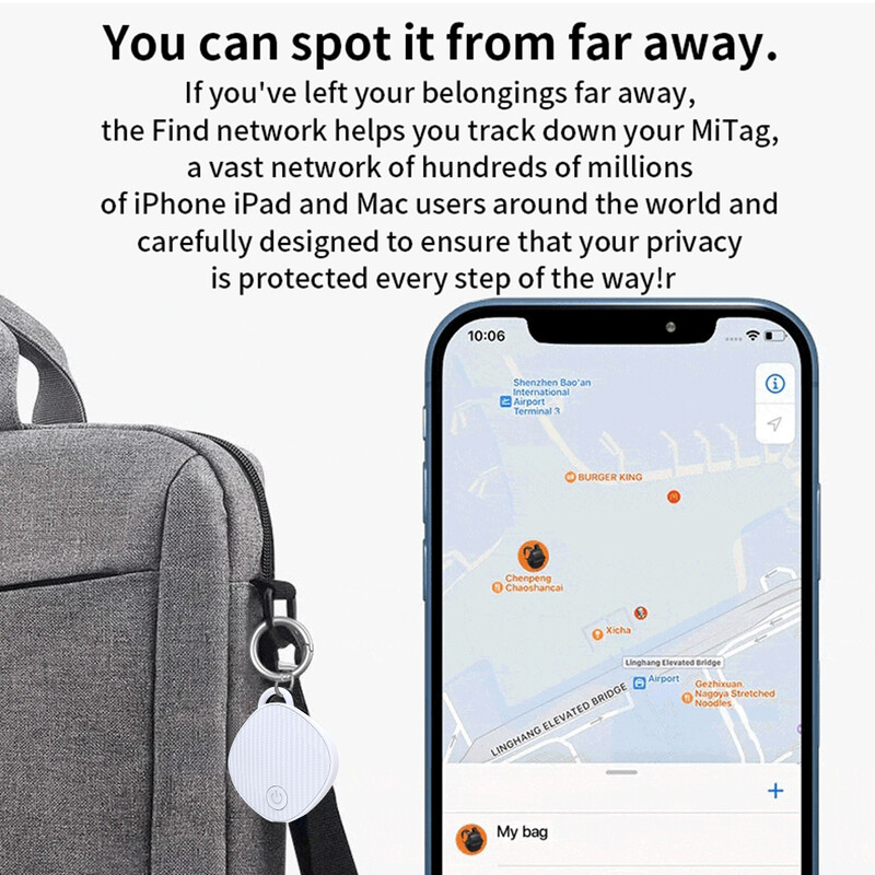 Високопрецизен интелигентен GPS тракер Сигнали в реално време Изгубени елементи Проследяване Работа с Apple Find My APP Bluetooth за автомобилен ключ Портфейл