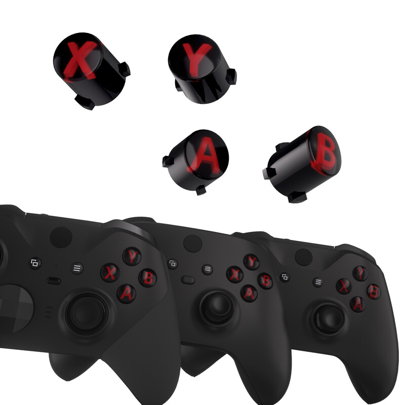 Butoane ABXY de înlocuire eXtremeRate pentru controlerul wireless Xbox Core (Xbox Series X/S), Xbox One S/X, Elite - negru și roșu