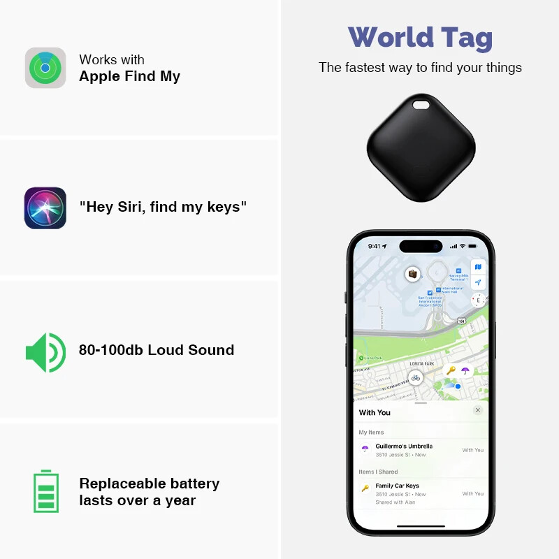 Cu Apple Găsește-mi dispozitivul de memento anti-pierdut Tracker Bluetooth Evaluat MFI Găsește chei pentru copii pentru animale de companie Tracker de etichete inteligente la distanță lungă