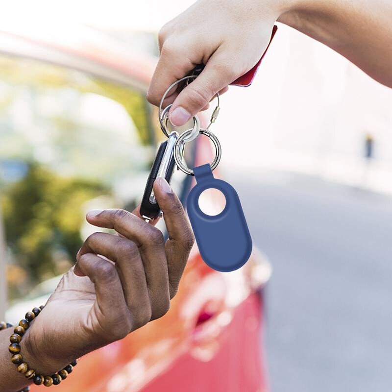 Anglies pluošto stiliaus dėklas, apsaugantis nuo pametimo kuprinės raktų pakabukas TPU minkštas silikoninis apsauginis galinis dangtelis, skirtas Samsung Galaxy Smart Tag 2