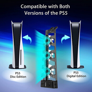 Ανεμιστήρας PS5 με φως LED για Playstation 5 Digital Edition/Disc Edition Θύρα USB Cooler Gaming Accessories Σύστημα ψύξης