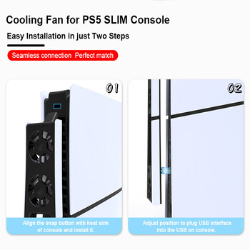 Gaming Cooler Fan Efficient Cooling System με LED Light Noise Reduction για Λεπτό δίσκο ανεμιστήρα ψύξης PS5 και ψηφιακή κονσόλα