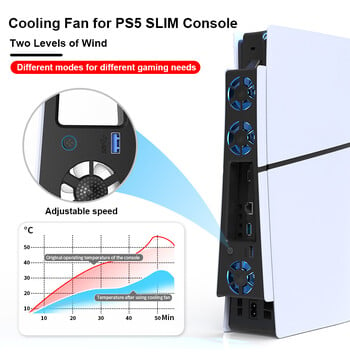 Gaming Cooler Fan Efficient Cooling System με LED Light Noise Reduction για Λεπτό δίσκο ανεμιστήρα ψύξης PS5 και ψηφιακή κονσόλα