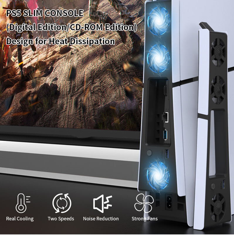 Sistem de răcire eficient pentru ventilator de gaming cu lumină LED pentru reducerea zgomotului pentru discul ventilatorului de răcire subțire PS5 și consolă digitală