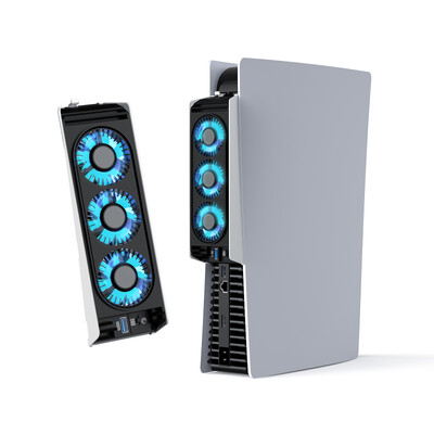 IINE PS5 охлаждащ вентилатор с контролирана температура Надстроен охлаждащ вентилатор с USB3.0 хъбове, съвместим с PS5 Disc & Digital Edition