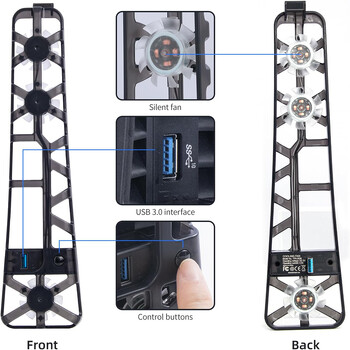 Για PS5 Slim Accessories Cooling Fan with LED Light for Playstation 5 Disc and Digital Editions Cooling System Cooler