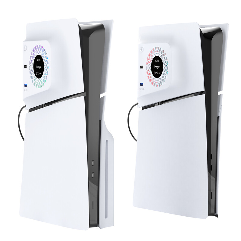 IPEGA PS5 SLIM temperatuuriga juhitav jahutusventilaator koos jahutiga + USB, jaotur RGB tuledega PG-P5S019