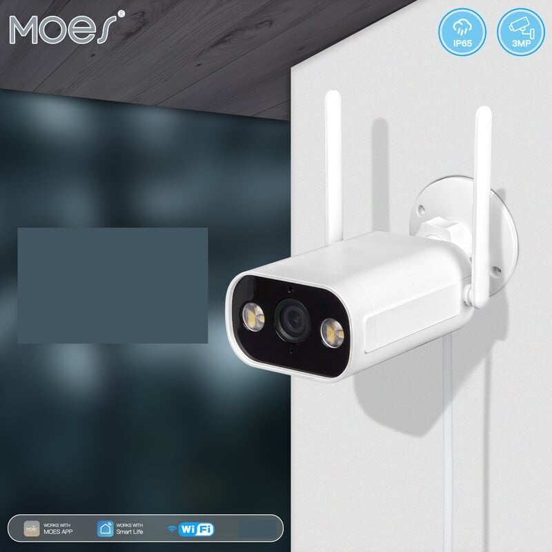 WiFi Tuya Smart външна камера 3MP Motion Detection Цветно нощно виждане Двупосочен аудио Монитор за сигурност