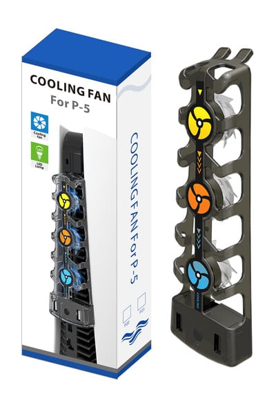 RGB aušinimo ventiliatorius, skirtas PS5 efektyviai aušinimo sistemai 3 greičių tylūs aušintuvai, skirti PS5 konsolės priedams, diskams ir skaitmeninei versijai