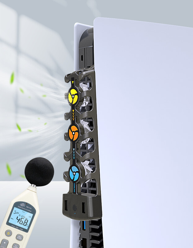 RGB aušinimo ventiliatorius, skirtas PS5 efektyviai aušinimo sistemai 3 greičių tylūs aušintuvai, skirti PS5 konsolės priedams, diskams ir skaitmeninei versijai