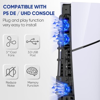 PS5 Slim Cooling Fans Ανεμιστήρας ψύξης για Playstation 5 Slim Disc Edition/Digital με φωτισμό RGB και θύρα USB 3.0 για νέο PS5