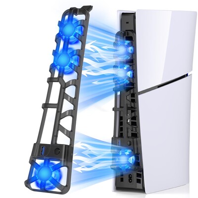 PS5 Slim Ventilatori za hlađenje Ventilator za Playstation 5 Slim Disc Edition/Digital s RGB osvjetljenjem i USB 3.0 priključkom za novi PS5