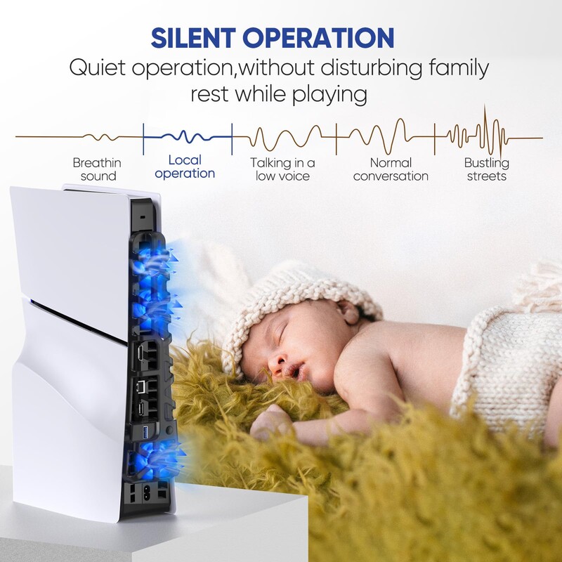 PS5 Slim Ventilatori za hlađenje Ventilator za Playstation 5 Slim Disc Edition/Digital s RGB osvjetljenjem i USB 3.0 priključkom za novi PS5