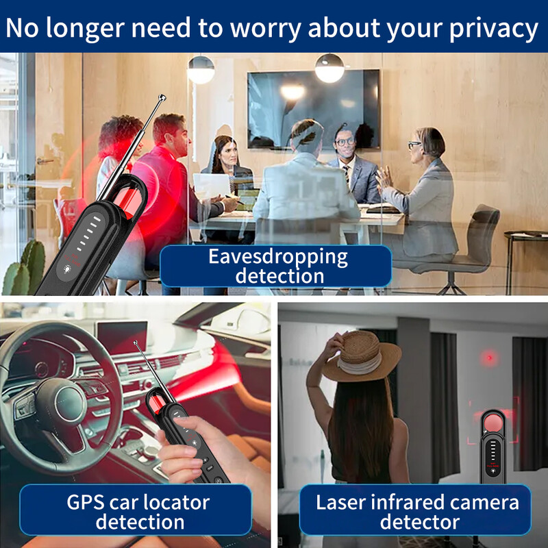 Peidetud kaameradetektori kuulamisseadme jälgija spioonivastane elektrooniline signaal 5 taseme tundlikkusega juhtmevaba signaali skanner kodu jaoks