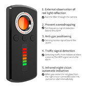 Cel mai nou detector anti-spion Dispozitiv de detectare a lentilelor ascunse, portabil, pentru tracker GPS, dispozitiv de căutare a camerei ascunse