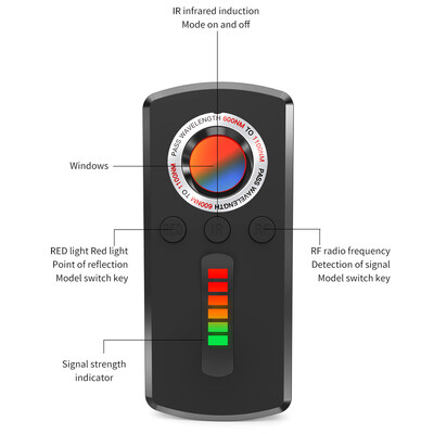 Cel mai nou detector anti-spion Dispozitiv de detectare a lentilelor ascunse, portabil, pentru tracker GPS, dispozitiv de căutare a camerei ascunse