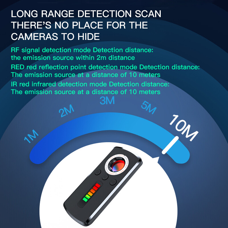 Cel mai nou detector anti-spion Dispozitiv de detectare a lentilelor ascunse, portabil, pentru tracker GPS, dispozitiv de căutare a camerei ascunse