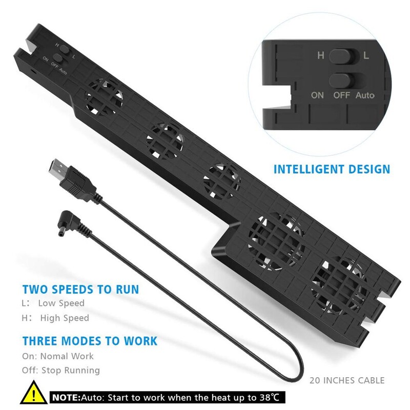 PS4 Pro dzesētājs, Play Station 4 Pro dzesēšanas ventilators USB ārējais 5 ventilatoru Super Turbo temperatūras dzesēšanas ventilators PS4 Pro konsolei