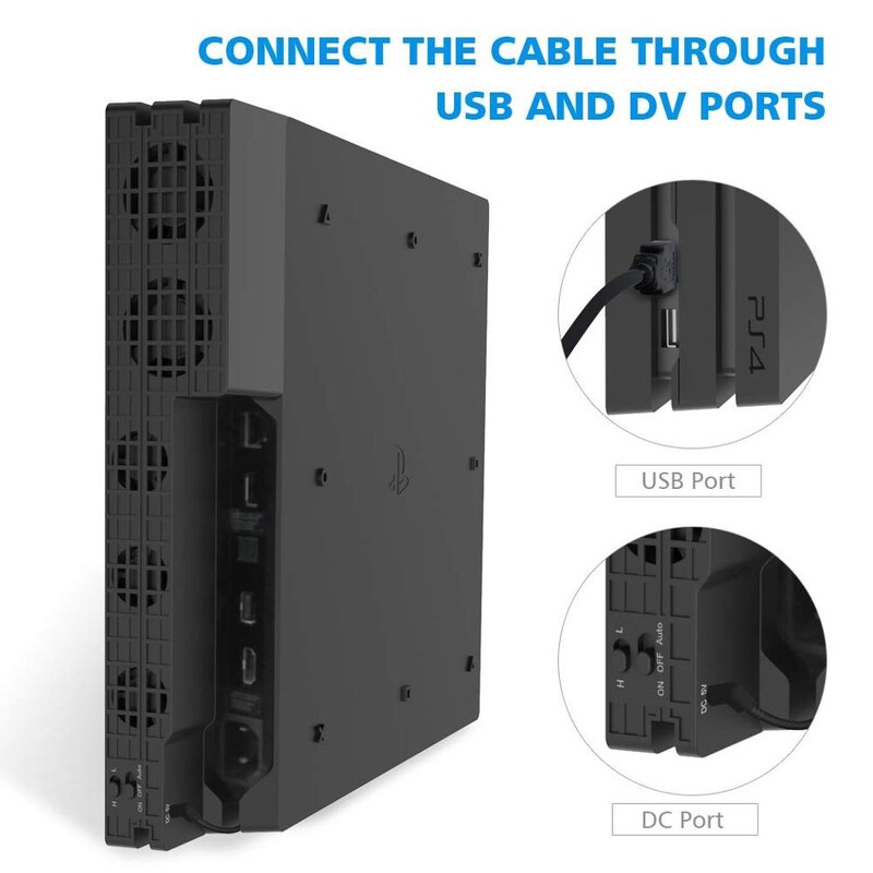 PS4 Pro dzesētājs, Play Station 4 Pro dzesēšanas ventilators USB ārējais 5 ventilatoru Super Turbo temperatūras dzesēšanas ventilators PS4 Pro konsolei