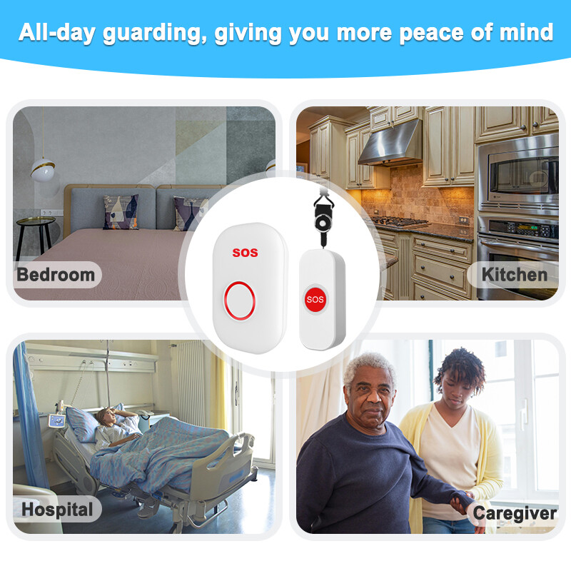 Bežični gumb za paniku SOS gumb za hitne slučajeve za starije osobe Alarm za brigu o starim osobama Komplet kućnog sigurnosnog alarma