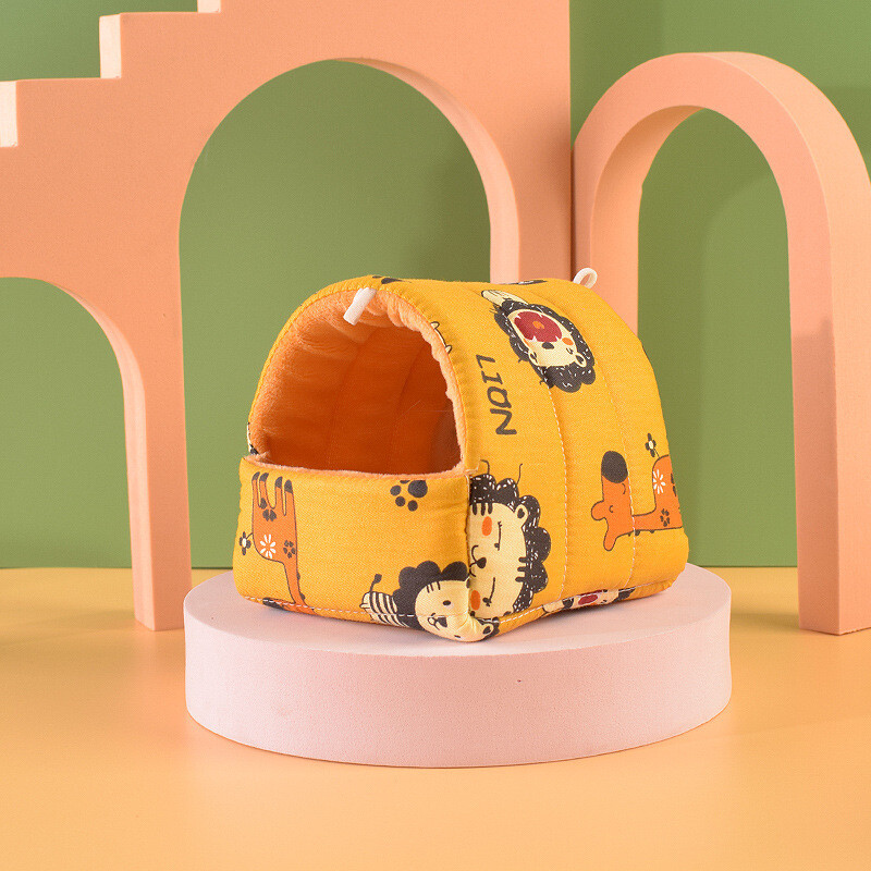 Cuib de hamster cuib cald din bumbac cuib de pasăre drăguț animal de companie plus catifea groasă iarna animal de companie papagal hamster furnituri flori crengă cuib iepure șobolan