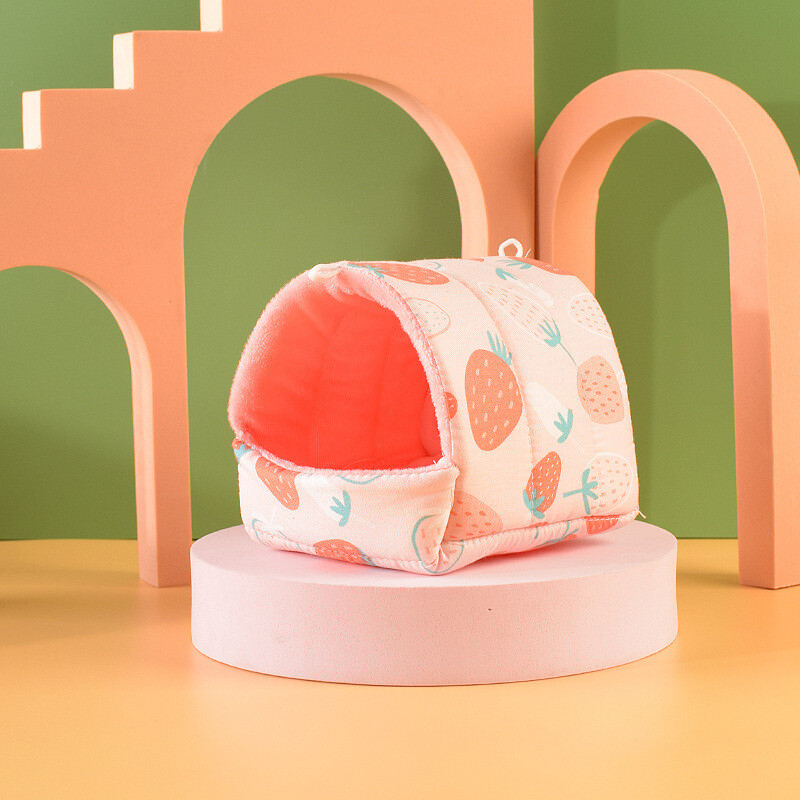 Cuib de hamster cuib cald din bumbac cuib de pasăre drăguț animal de companie plus catifea groasă iarna animal de companie papagal hamster furnituri flori crengă cuib iepure șobolan