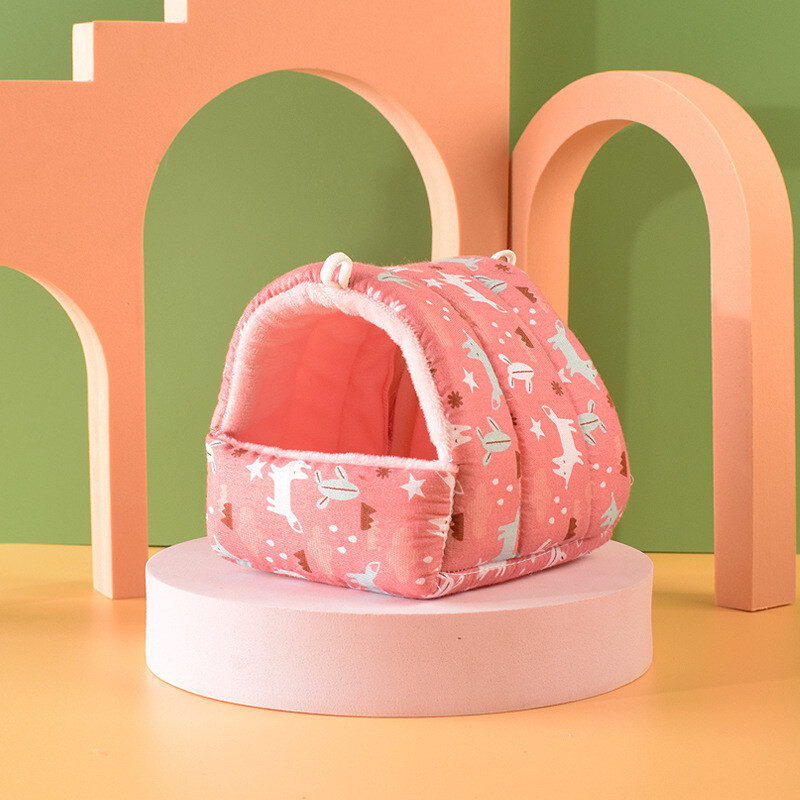 Cuib de hamster cuib cald din bumbac cuib de pasăre drăguț animal de companie plus catifea groasă iarna animal de companie papagal hamster furnituri flori crengă cuib iepure șobolan