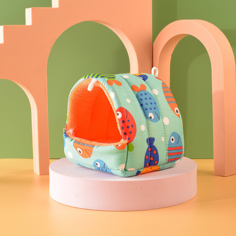 Cuib de hamster cuib cald din bumbac cuib de pasăre drăguț animal de companie plus catifea groasă iarna animal de companie papagal hamster furnituri flori crengă cuib iepure șobolan