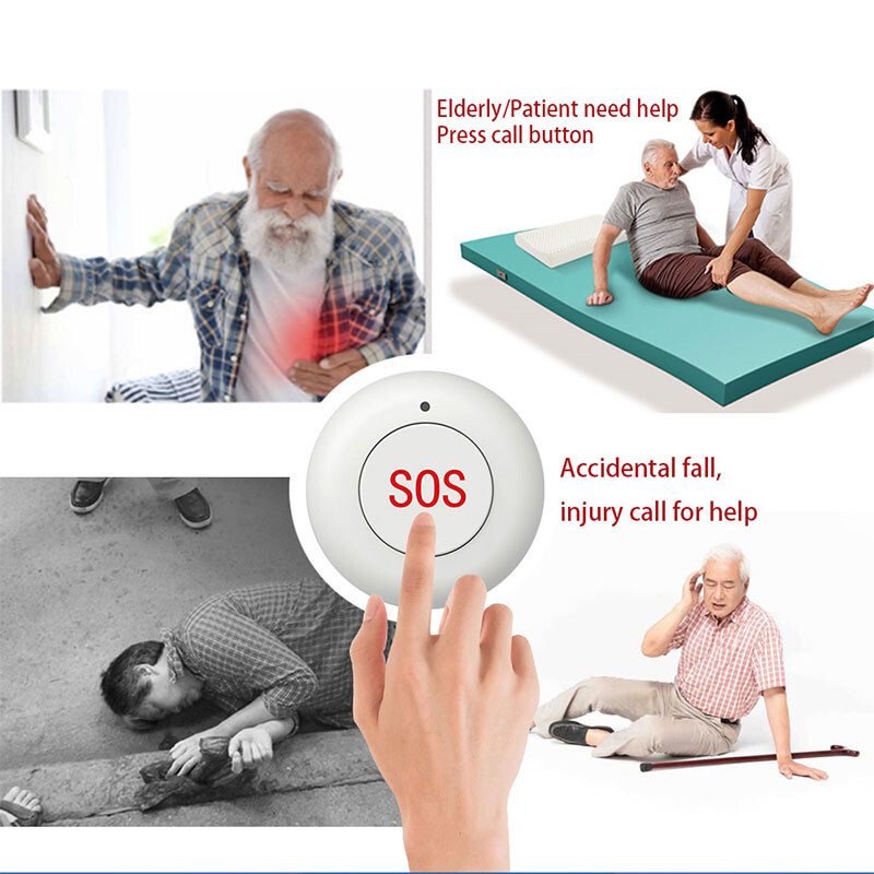 Tipka za SOS poziv Bežični dojavljivač za starije osobe, njegovatelj, hitni SOS sustav medicinskog upozorenja za starije pacijente, starije osobe kod kuće