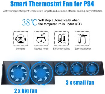 PS4 Turbo Cooling Fan Εξωτερικό ψυγείο USB με αυτόματο ελεγχόμενη θερμοκρασία ψυγείου για αξεσουάρ κονσόλας παιχνιδιών Playstation 4