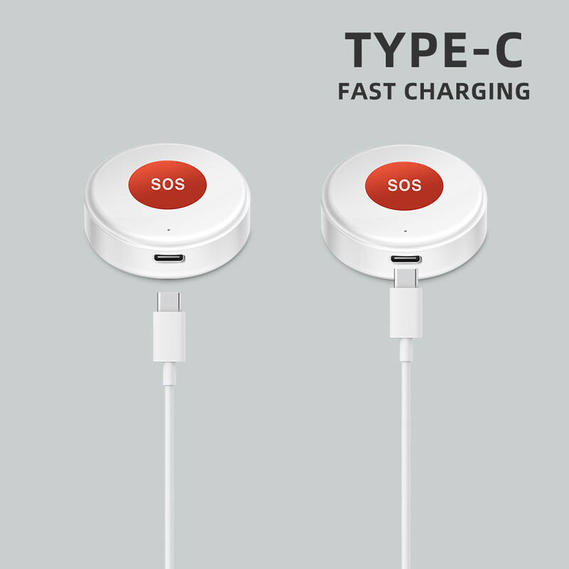 Tuya WiFi SOS Buton de apel de panică Smart Life APP Baterie reîncărcabilă Alarma cu o cheie pentru pacient, copii, bătrân, frânghie