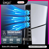 Pentru PS5 Slim Disc și Digital Playstation 5 Ventilator de răcire pentru consolă Cooler cu 3 niveluri cu accesorii eficiente pentru lumină ambientală albastră