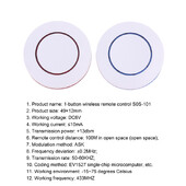 6V 433Mhz bezvadu tālvadības pults, 1 poga, apaļa tālvadības pults slēdzis Jūtieties brīvi ielīmēt EV1527 mikroshēmas mācību veids