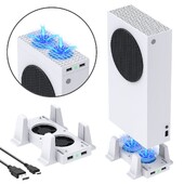 Xbox Series S jahutusventilaatori konsooli jaoks vertikaalne aluse hoidik väline jahuti 2 USB-porti ventilaatorid 3 kiirust Xbox Series S konsooli jaoks