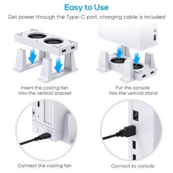 για Xbox Series S Cooling Fan Console Κάθετη βάση βάσης Εξωτερικό ψυγείο 2 θύρες USB Ανεμιστήρες 3 ταχύτητες για Xbox Series S Console